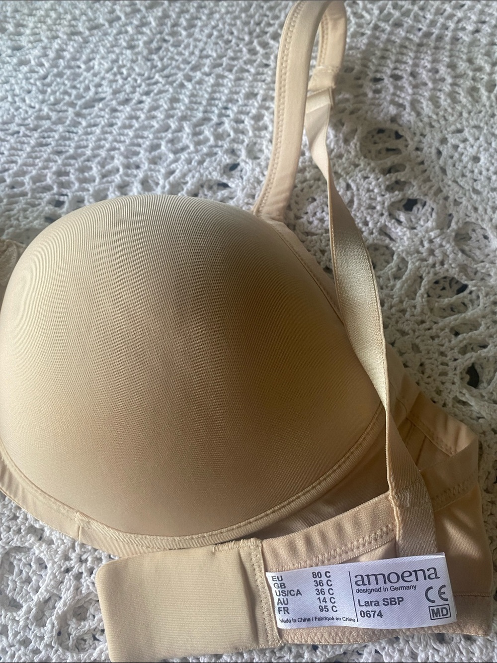 Amoena Lara SBP Nude T-Shirt Bra - Smooth Padded Support Size 36C